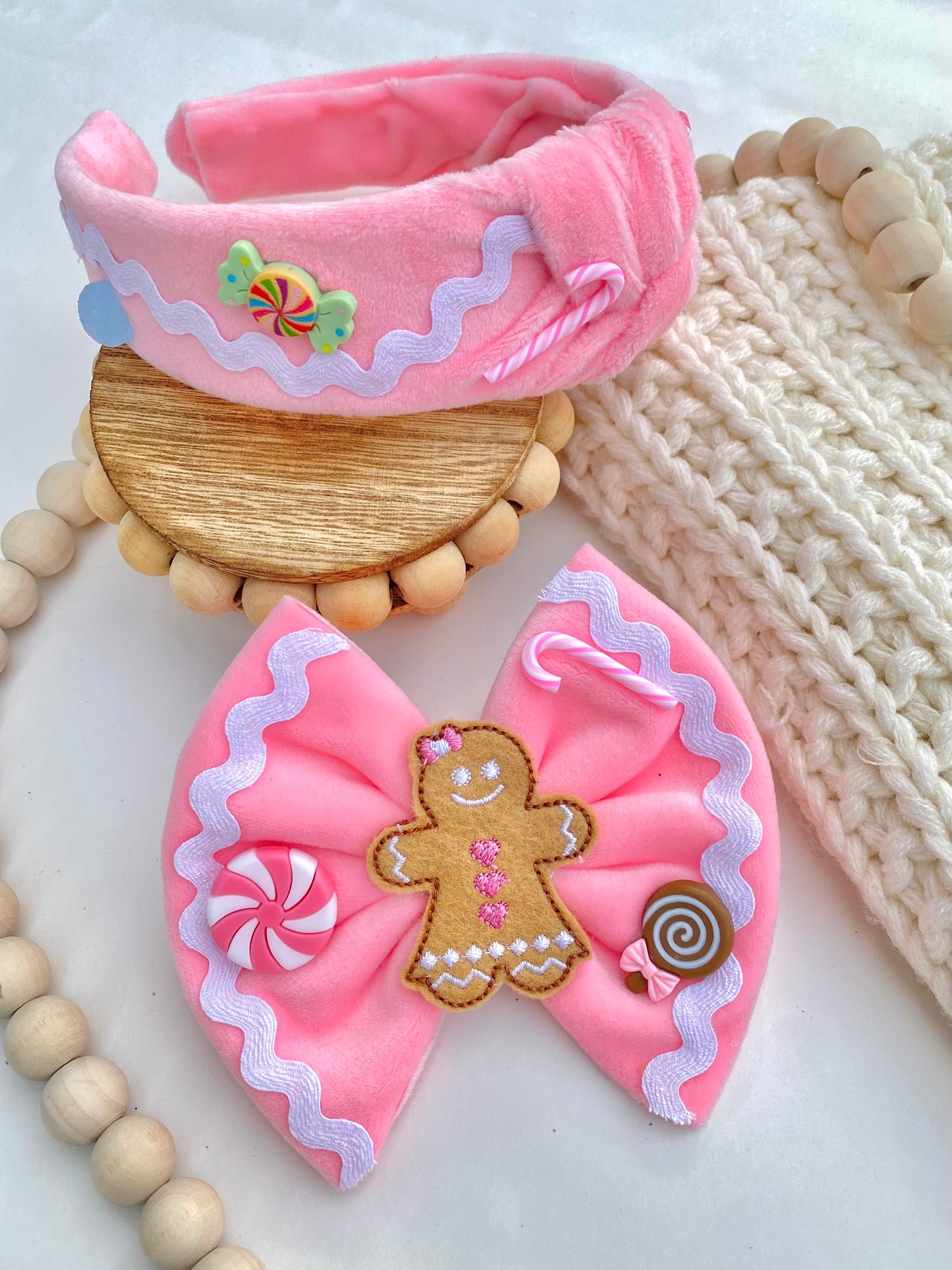 Pink Gingerbread Candyland Bow