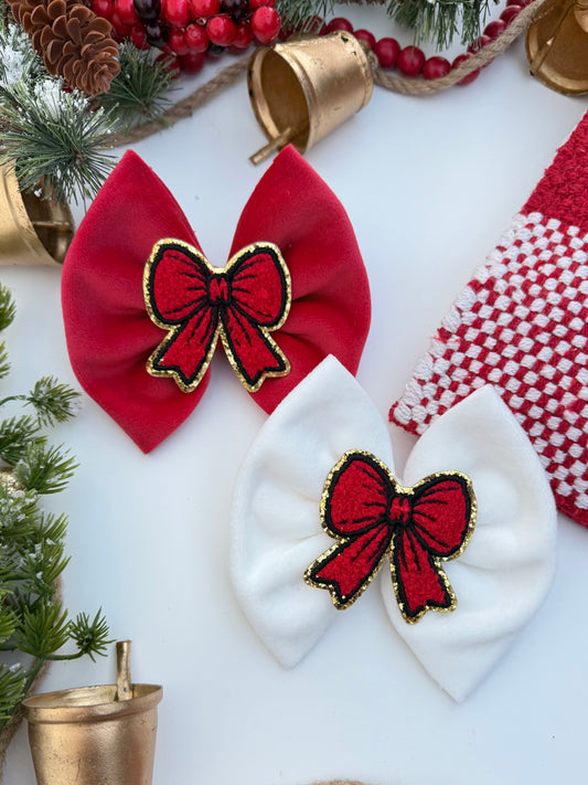 Glitter Christmas Coquette Bow