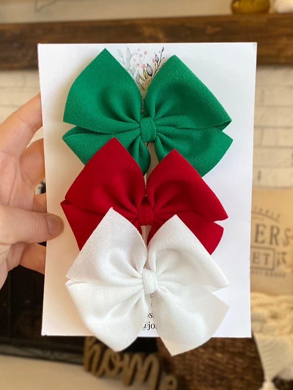 Christmas Suede Pinwheel Trio Set – Josie's Bows