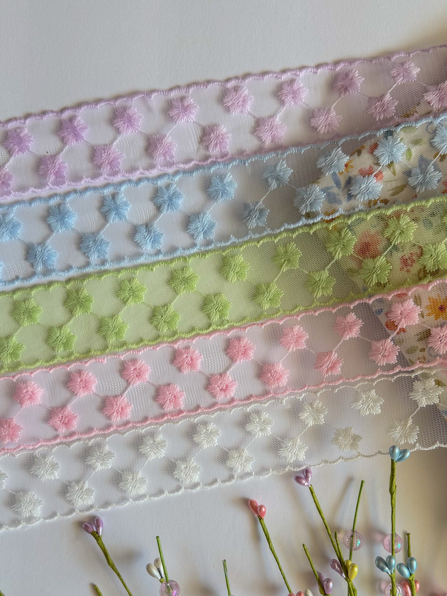 Floral Mesh Ribbon Bow