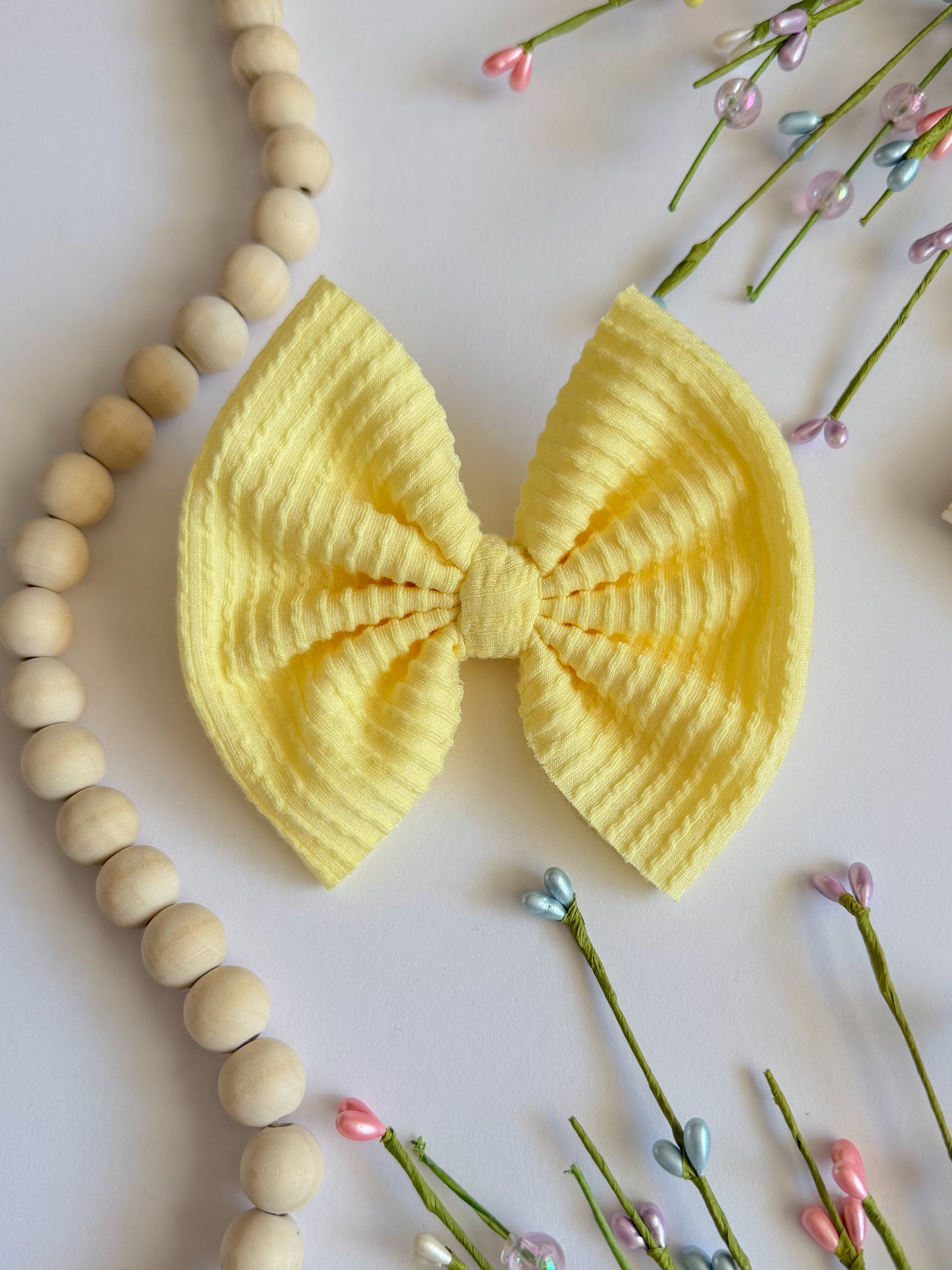 Pastel Yellow Waved Bow