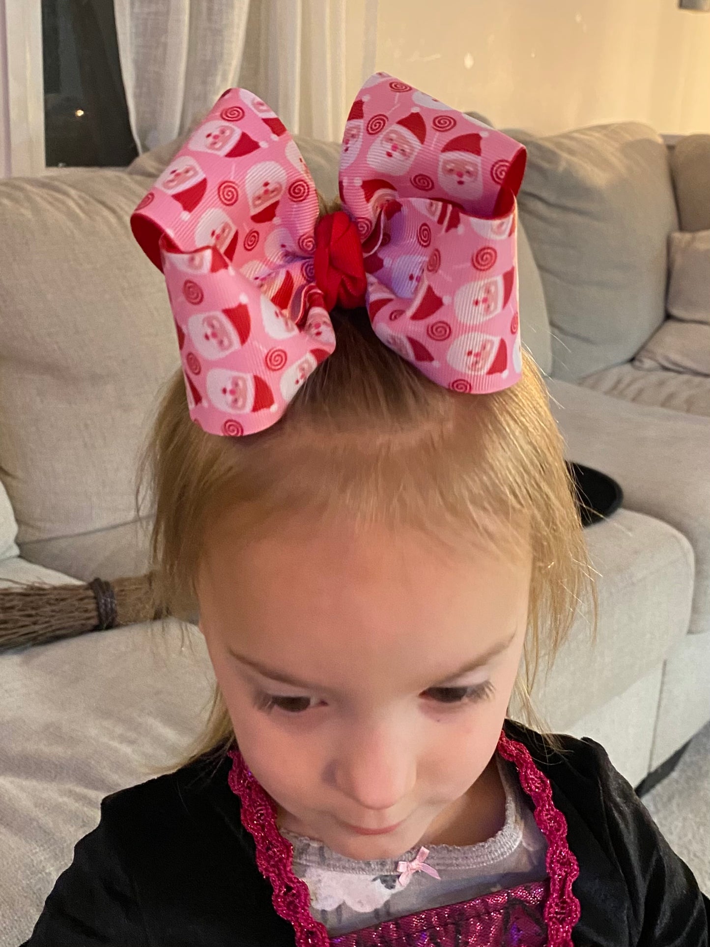 Pink Santa Ribbon Boutique Bow