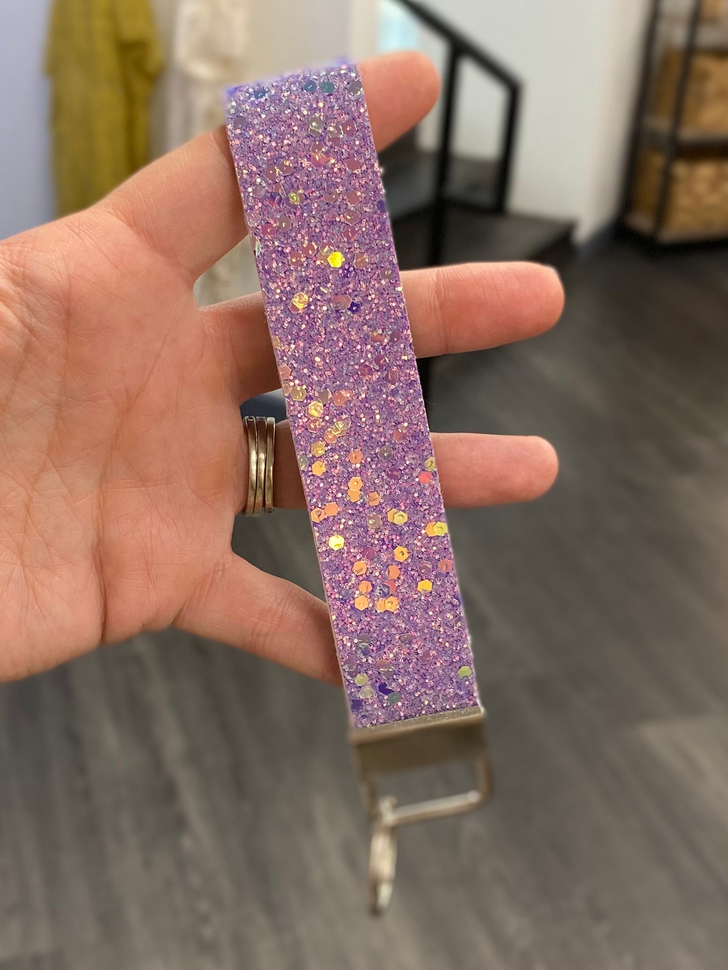 Holographic Purple Glitter Keychain