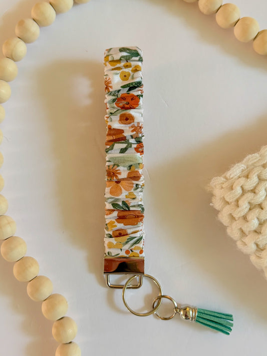 Fall Floral Scrunchie Wristlet Keychain