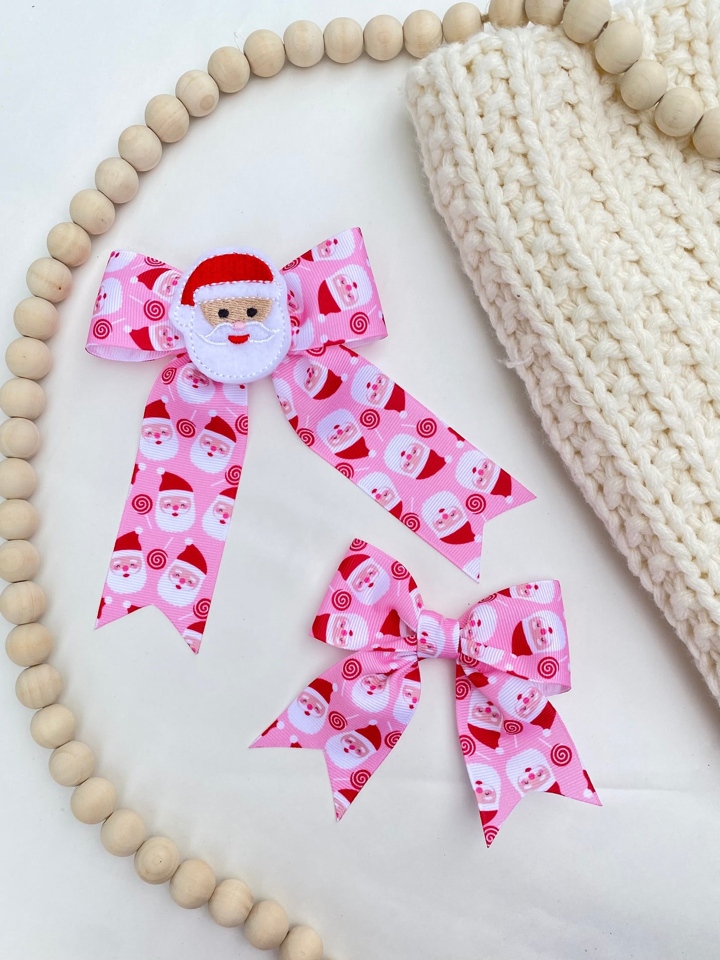 Pink Santa Ribbon Bow