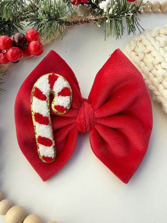 Glitter Candy Cane Bow