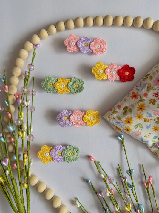 Crochet Flower Clips