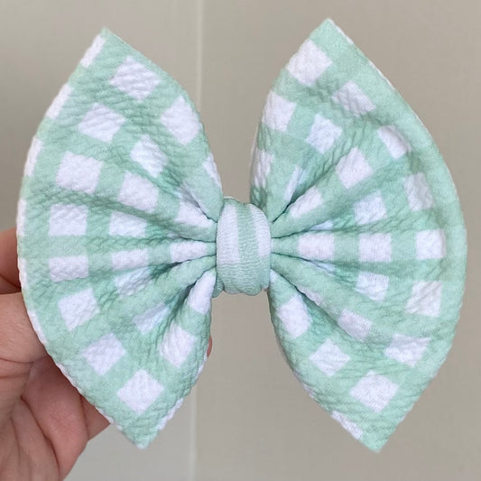 Spring Green Gingham Bow