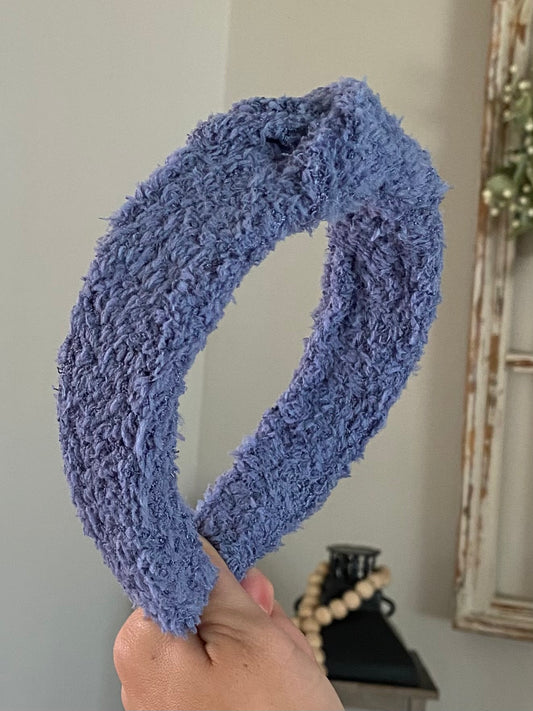 Steel Blue Cozy Sherpa Knotted Headband