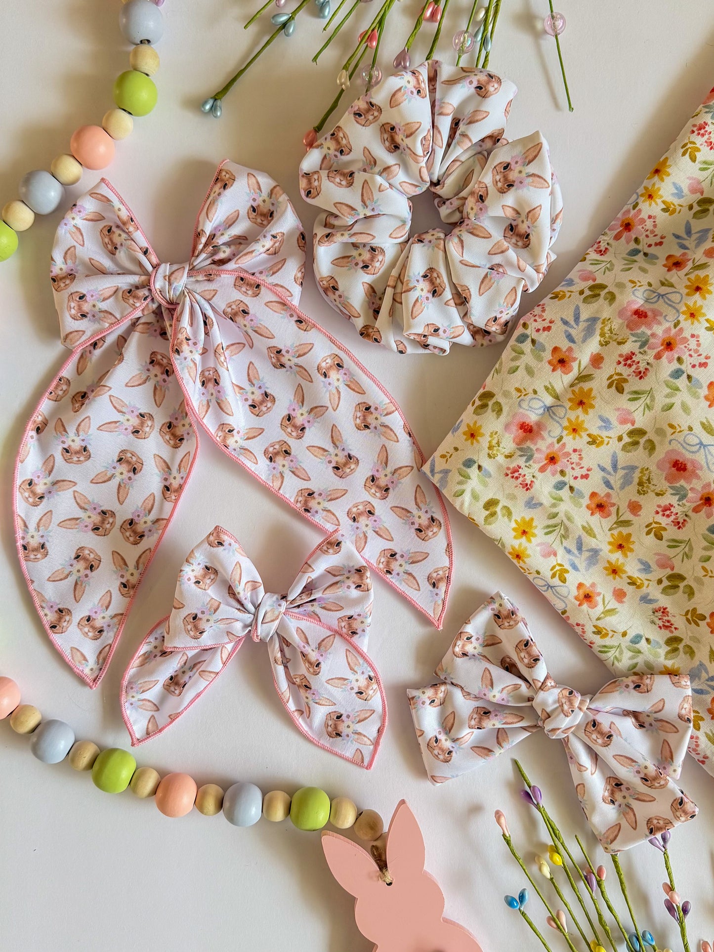Floral Bunnies Bows + Scrunchies