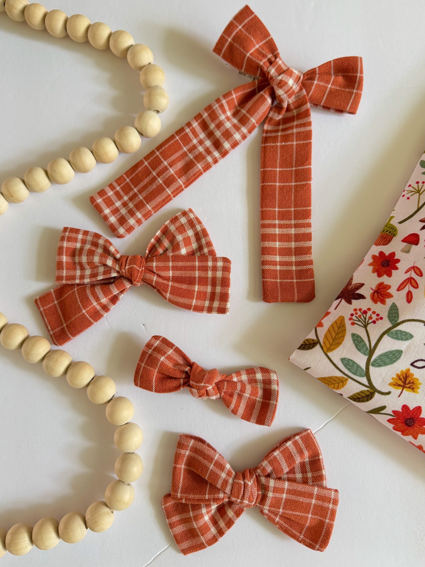 Burnt Orange Plaid Ruby Bow