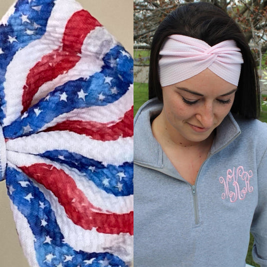 Watercolor Stars & Stripes Adult Twist Headband