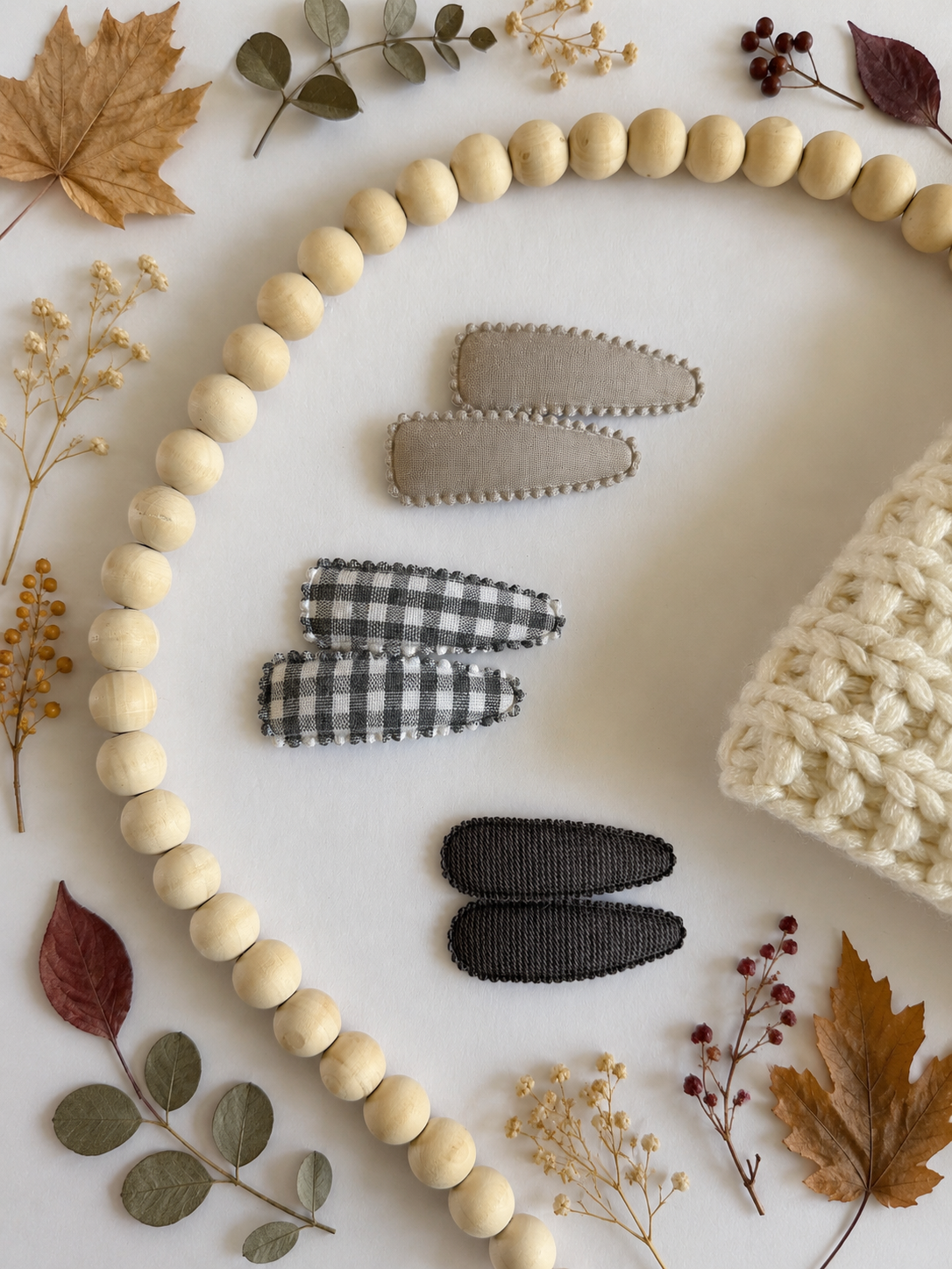 Grey Fabric Snap Clips