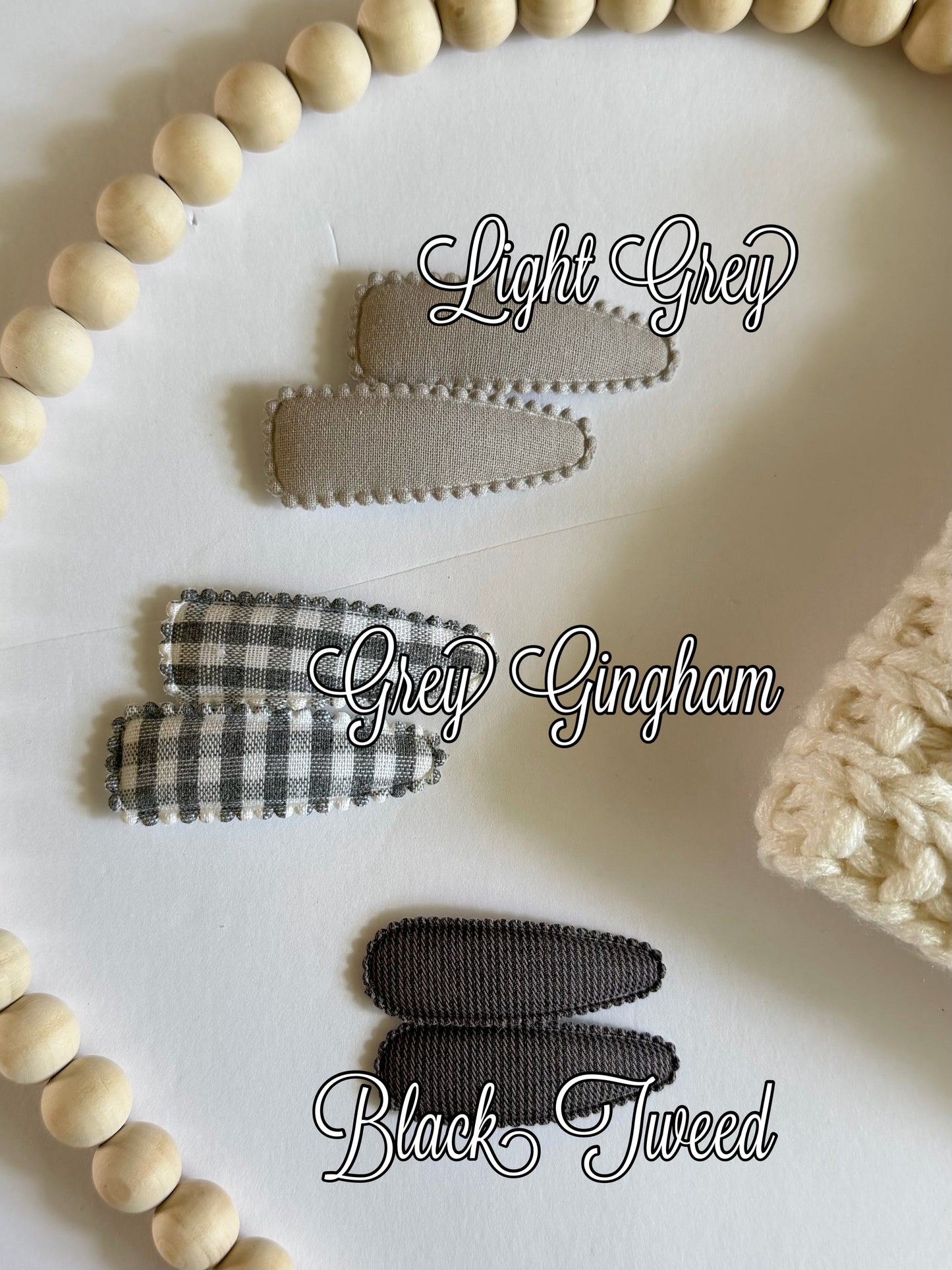 Grey Fabric Snap Clips