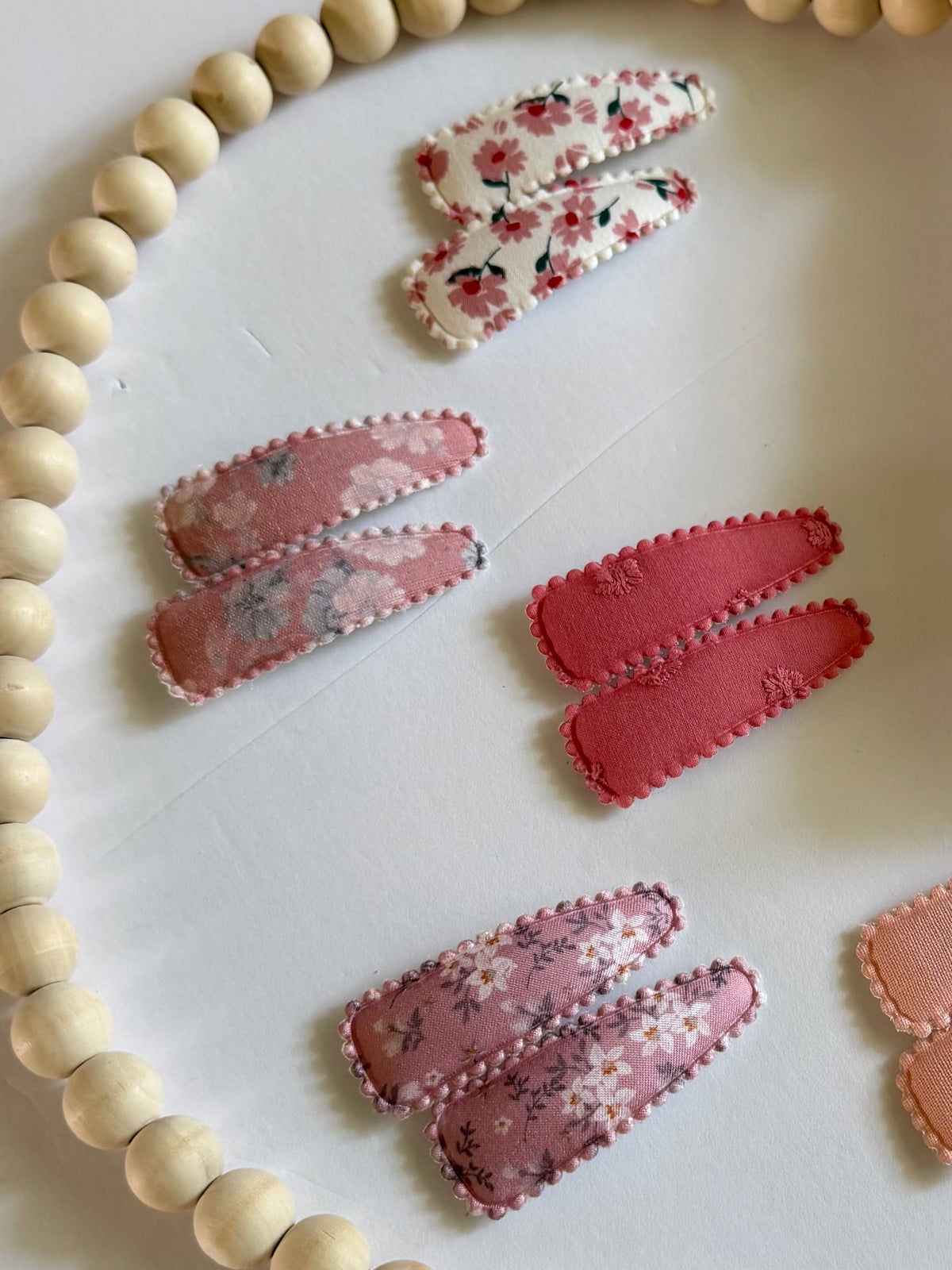 Pink Floral Snap Clips