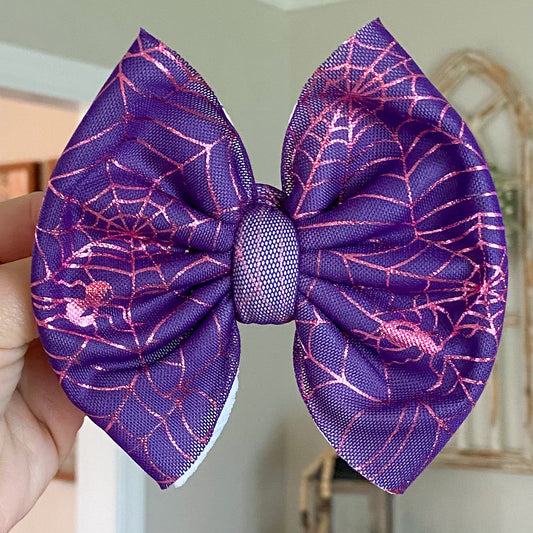 Pink and Purple Spiderweb Mesh Bow