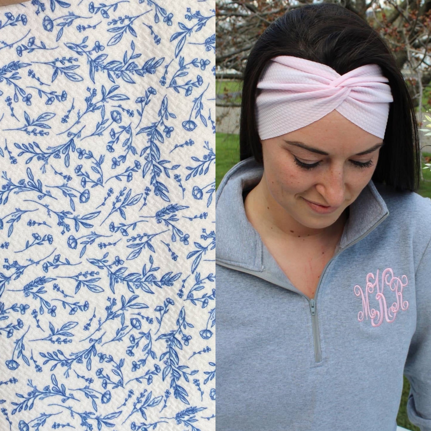 French Country Floral Adult Twist Headband