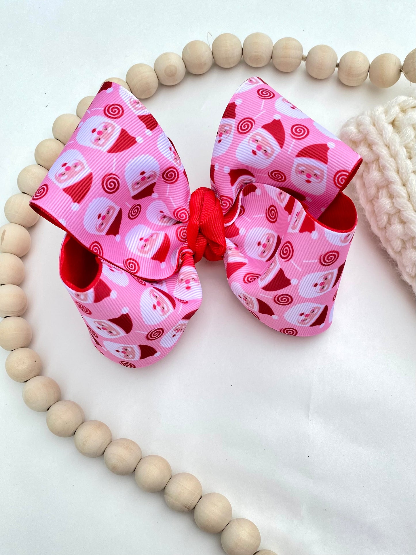 Pink Santa Ribbon Boutique Bow
