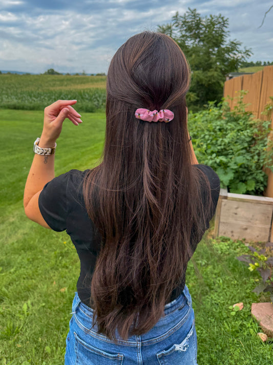 Mauve Bees Scrunchie Barrette