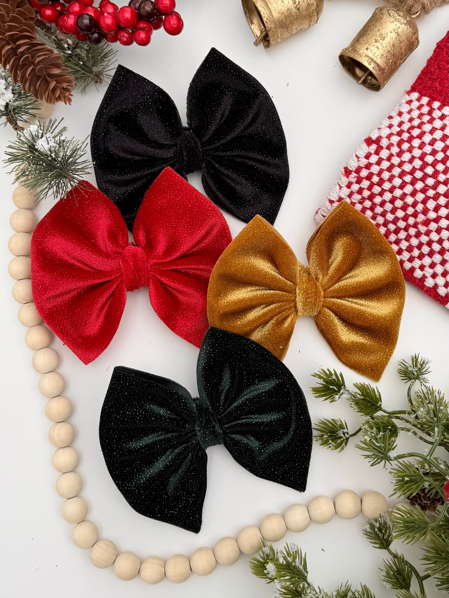 Holiday Glitter Velvet Bows