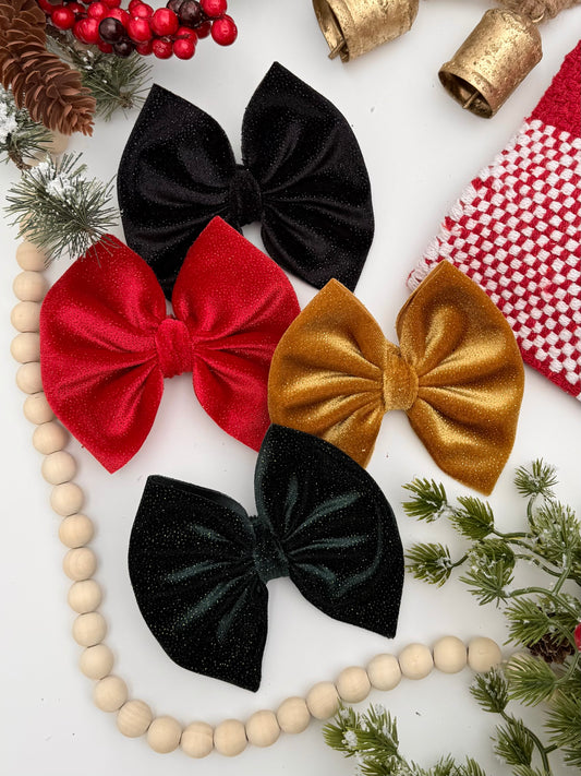 Holiday Glitter Velvet Bows