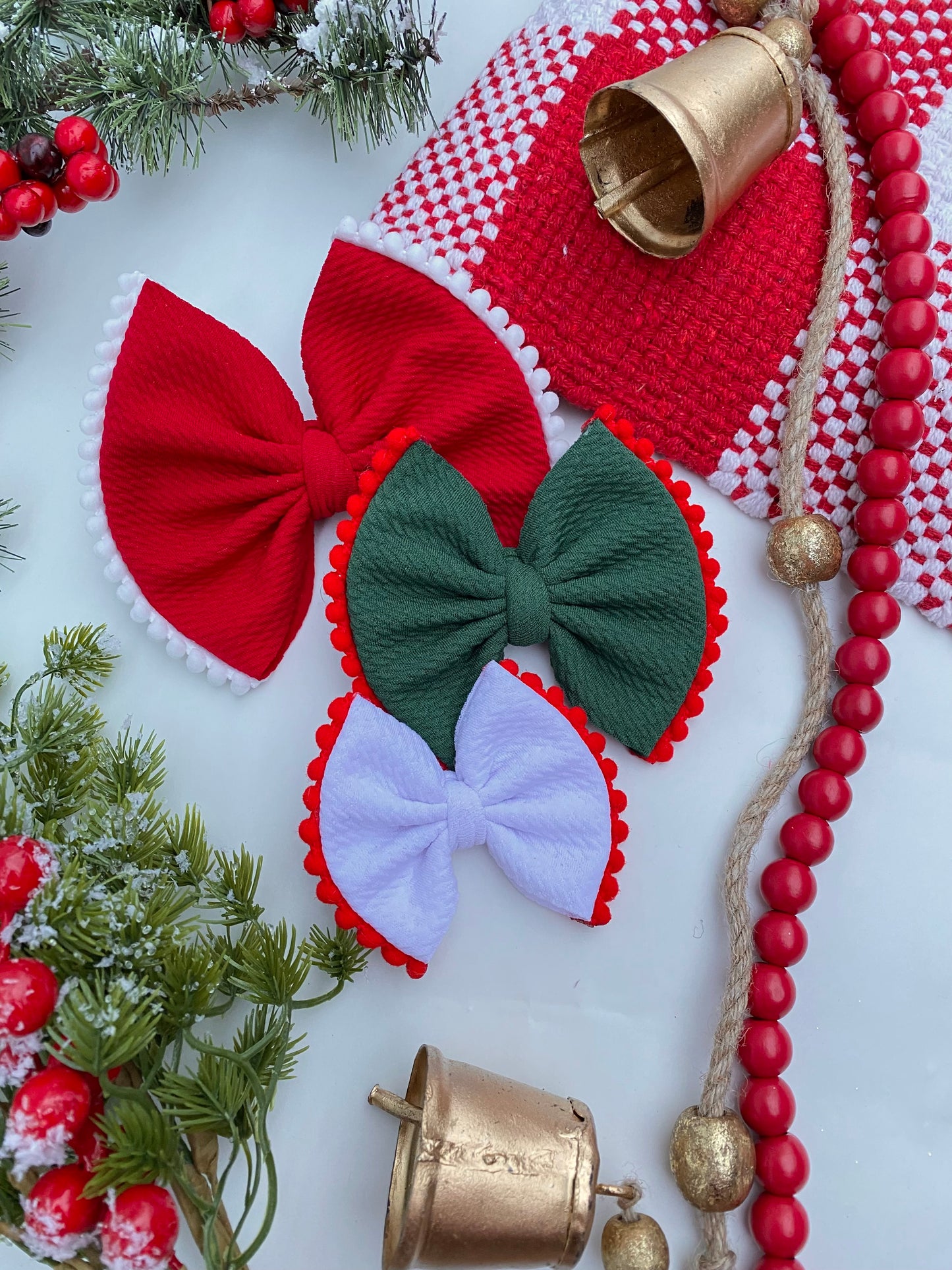Holiday Pom Pom Bow