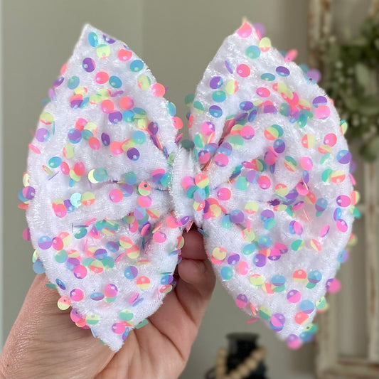 Pastel Rainbow Sequin Bow