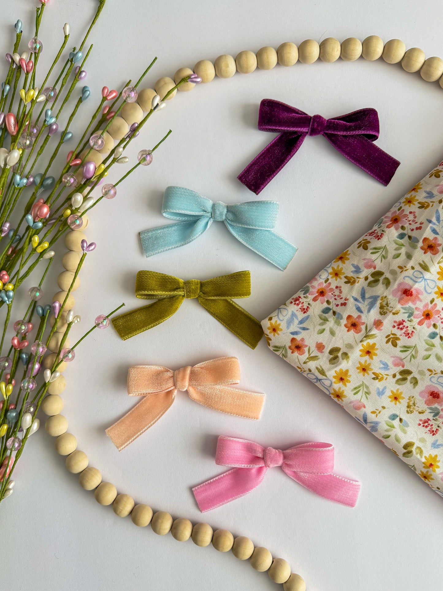 Spring Velvet Ribbon Bow