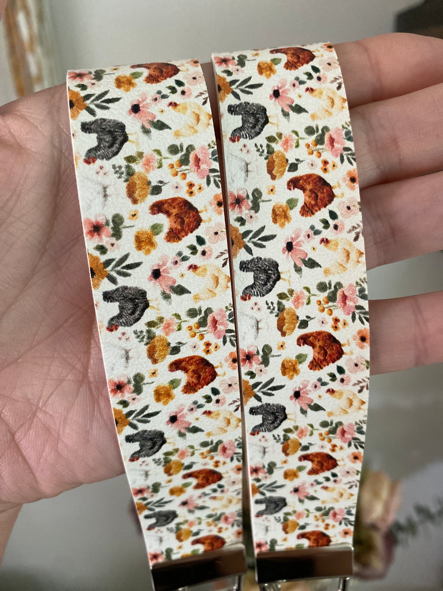 Floral Chickens Keychain