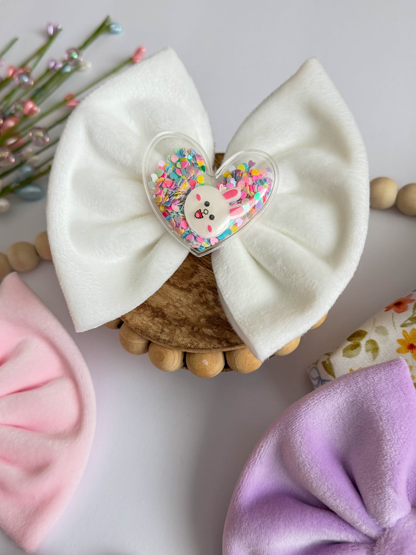 Bunny Heart Shaker Clip/Bow