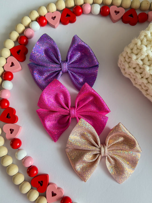 Coquette Holographic Pinwheel Bows