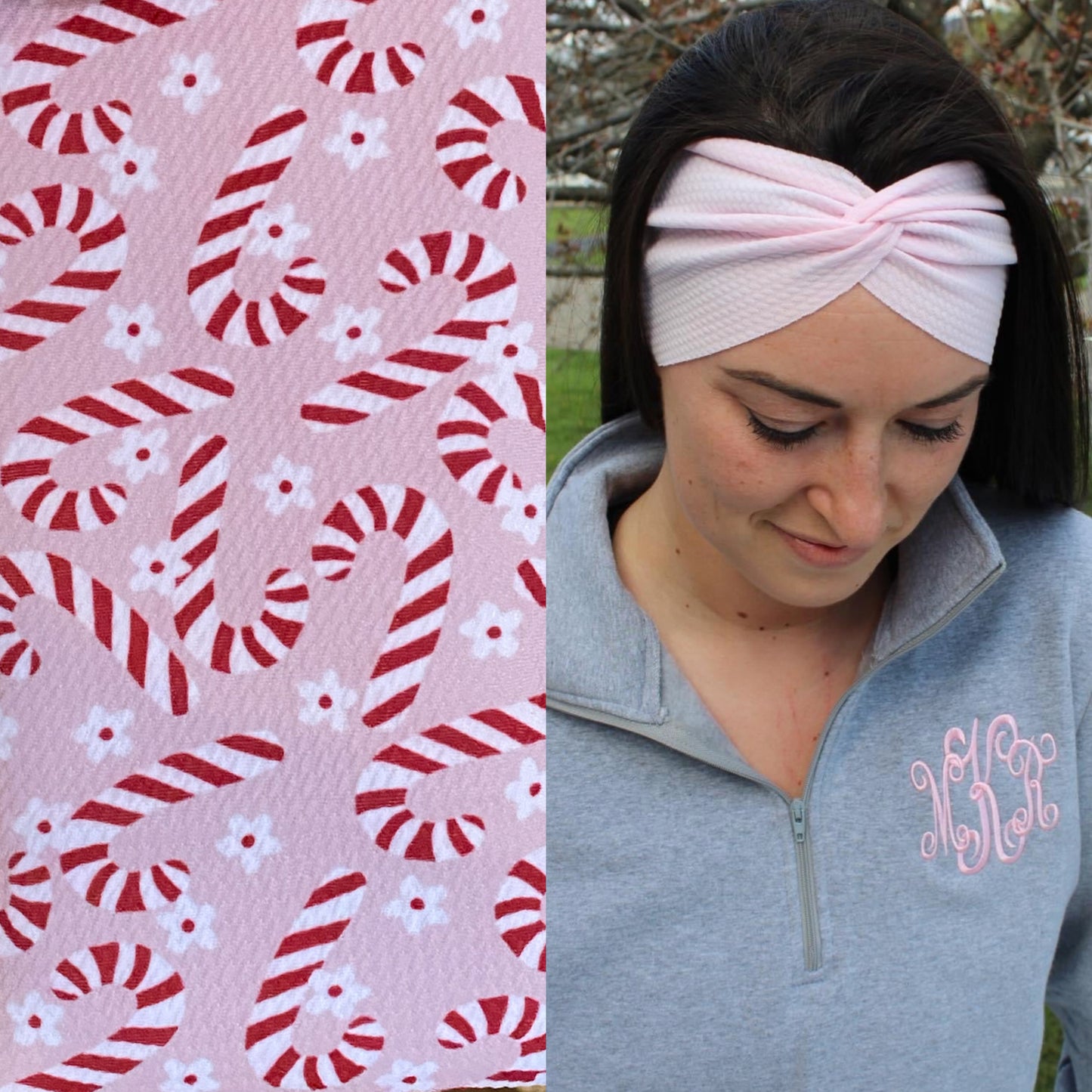 Floral Candy Canes Adult Twist Headband