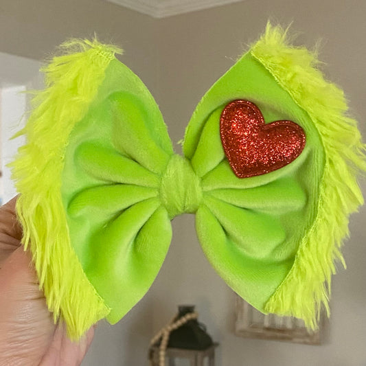 Grinch Fur and Velvet Bow