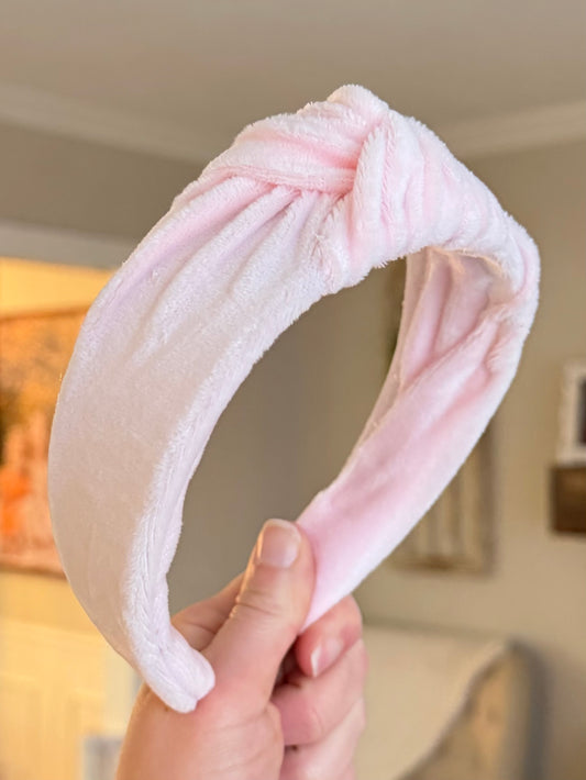 Pale Pink Velvet Knotted Headband