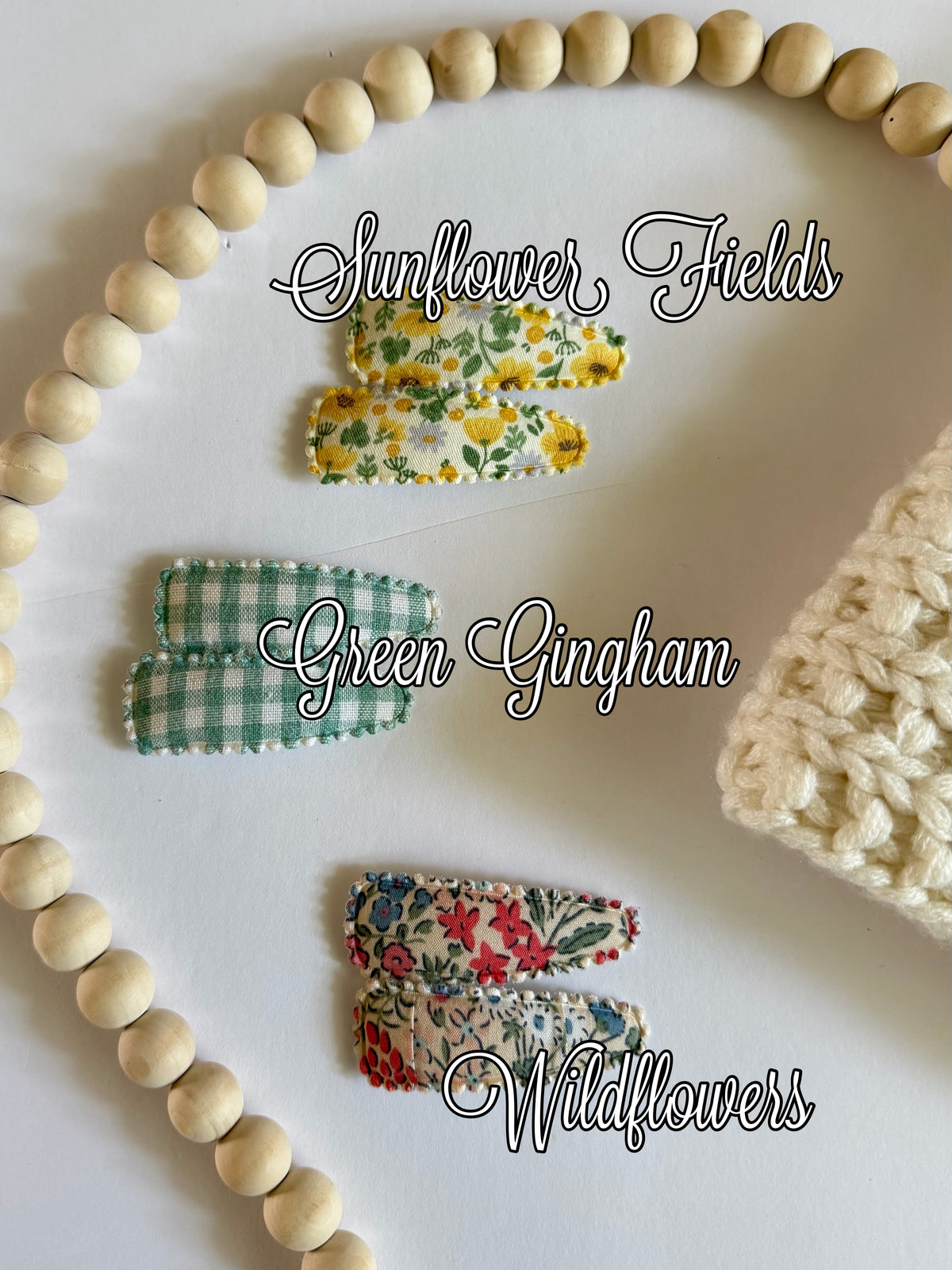 Sunflower Fields Fabric Snap Clips
