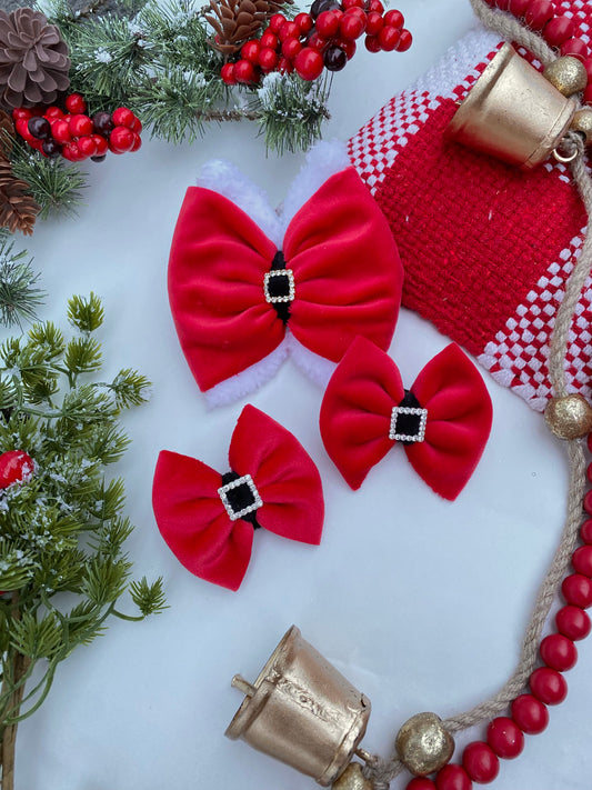 Santa Velvet Buckle Bow