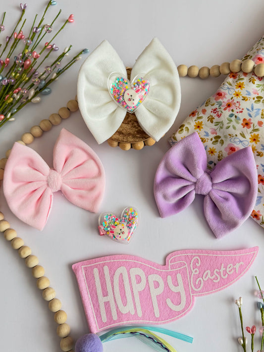 Bunny Heart Shaker Clip/Bow