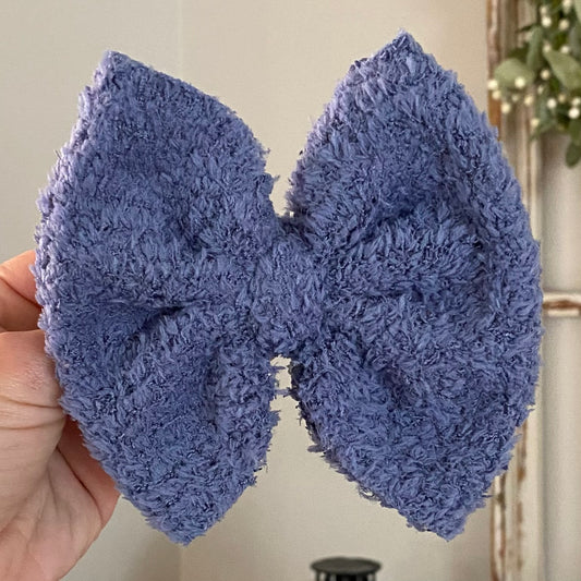 Steel Blue Cozy Sherpa Bow