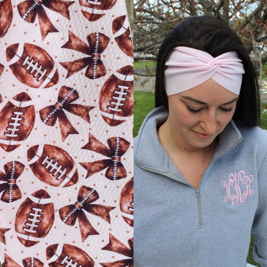 Bows & Footballs Adult Twist Headband