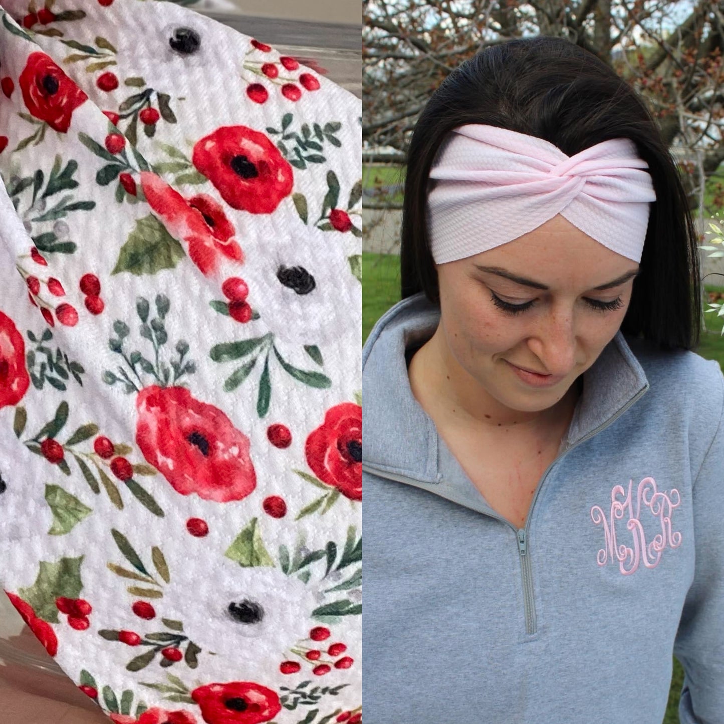 Festive Floral Adult Twist Headband