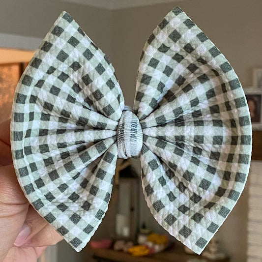 Olive Gingham Bow