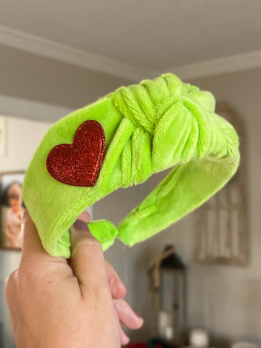 Grinch Velvet Adult Knot Headband