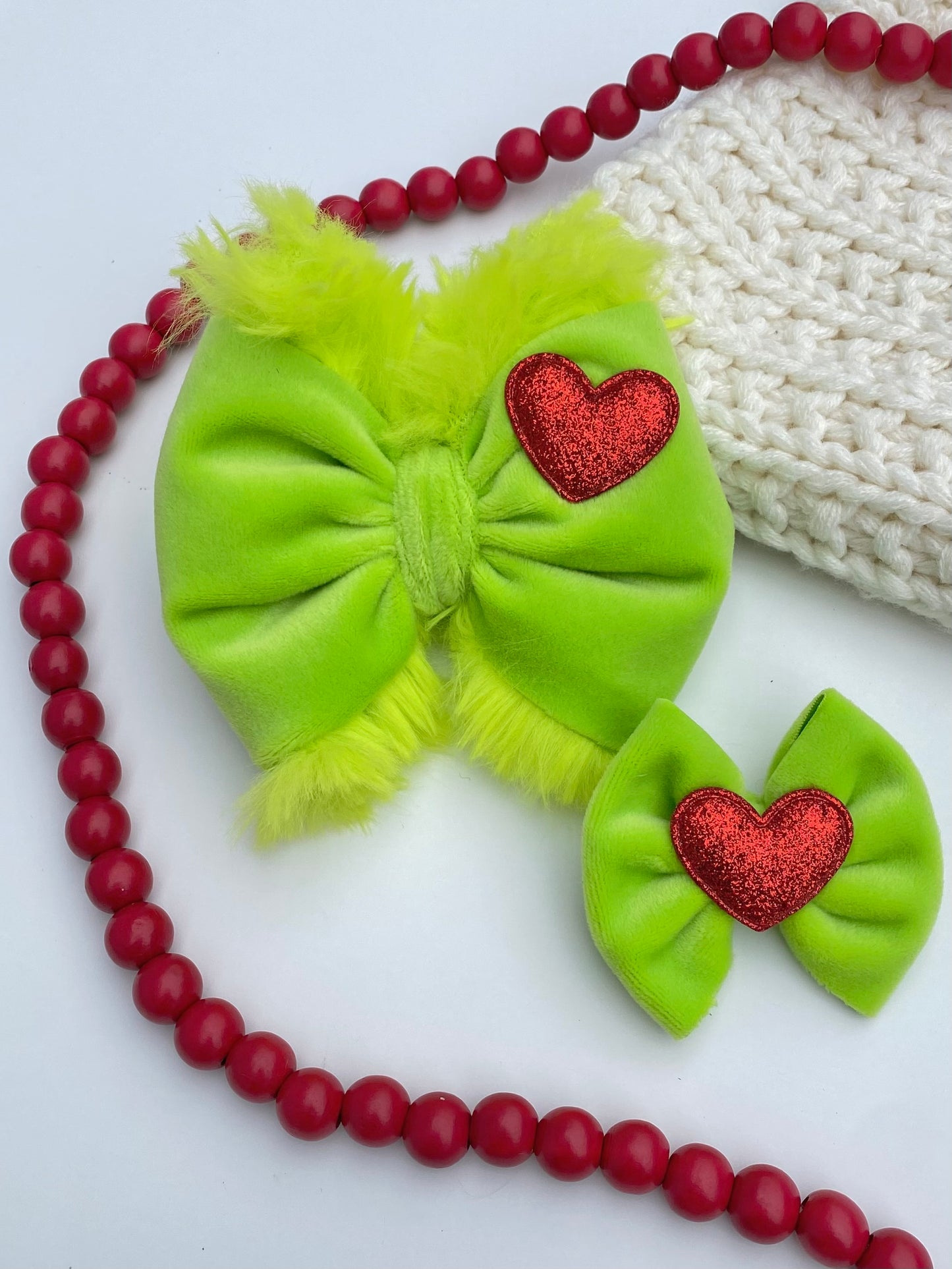 Grinch Fur and Velvet Bow