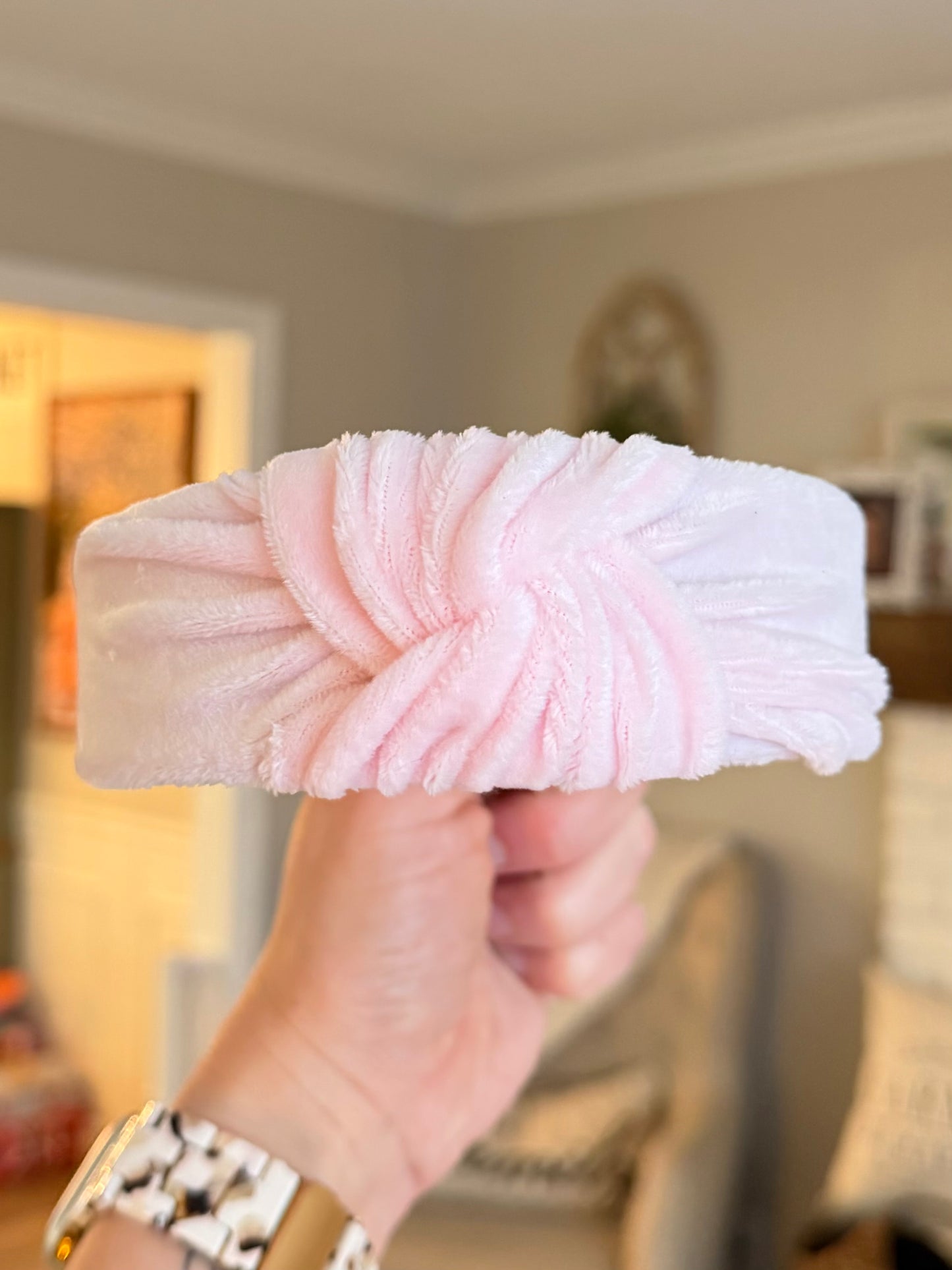 Pale Pink Velvet Knotted Headband