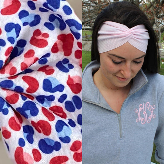 Red and Blue Cheetah Adult Twist Headband