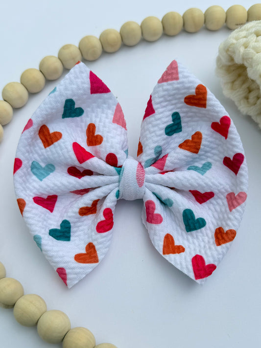 Rainbow Hearts Bow
