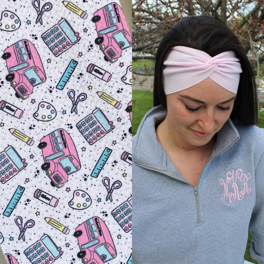 Pink Buses Twist Headband (child/teen/adult)