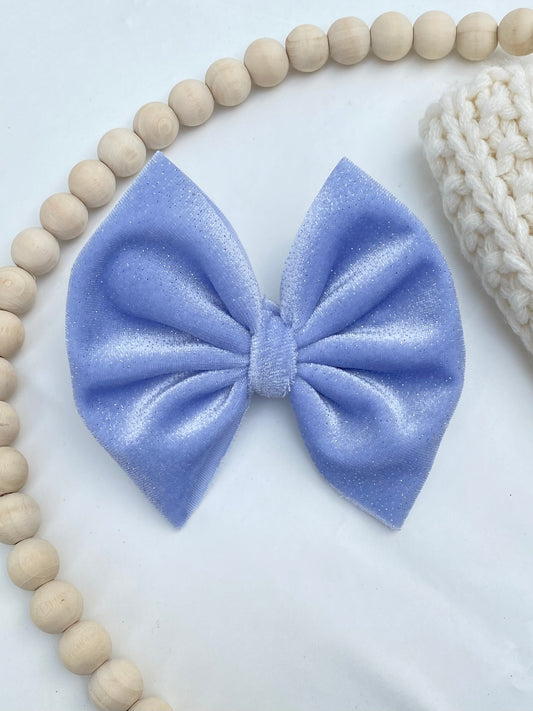 Periwinkle Glitter Velvet Bow