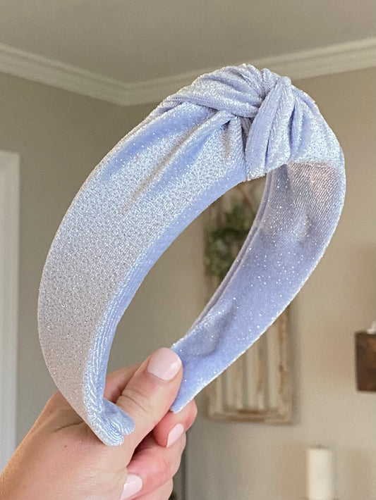 Periwinkle Glitter Velvet Knotted Headband