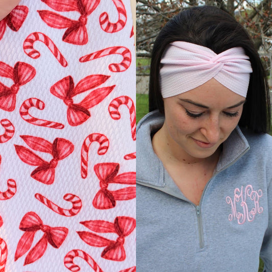 Candy Cane Coquette Adult Twist Headband